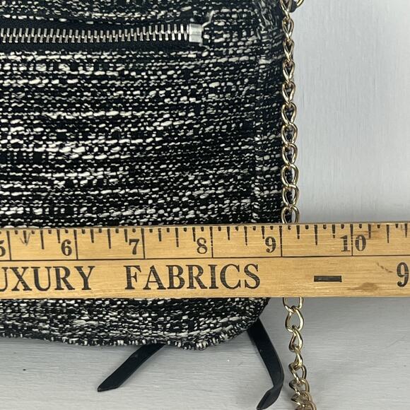 AllSaints Cotton Chain Crossbody Bag Knit Lamb Leather Trim - Picture 5 of 14